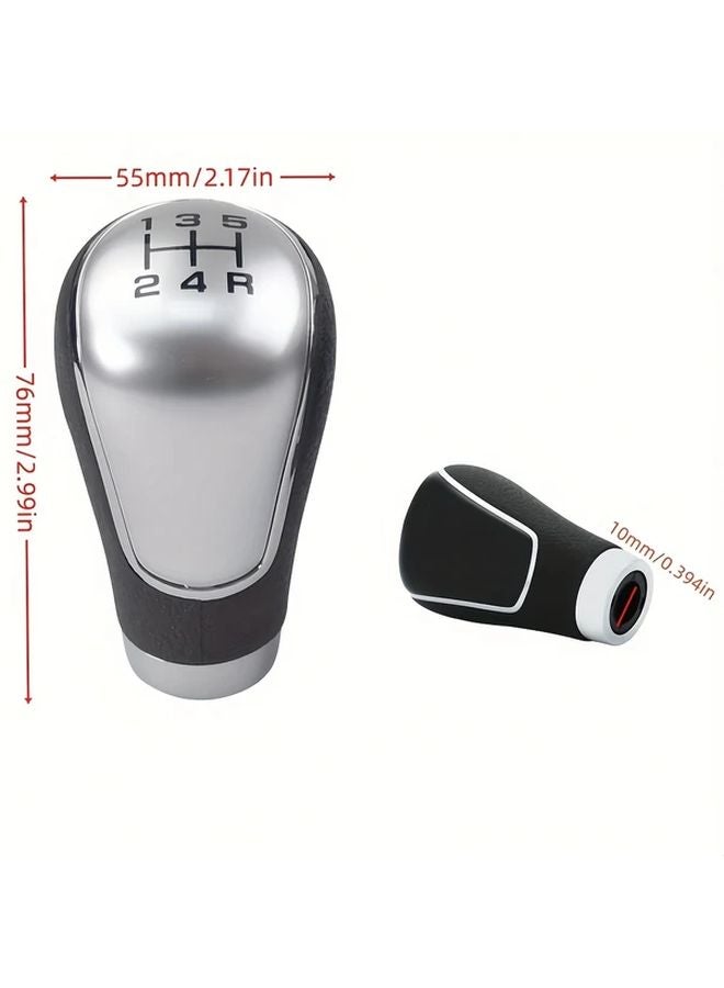 Silvery 5 Speed Faux Leather Shift Knob For Mazda 2 3 6 323 Manual Transmission - Image 2